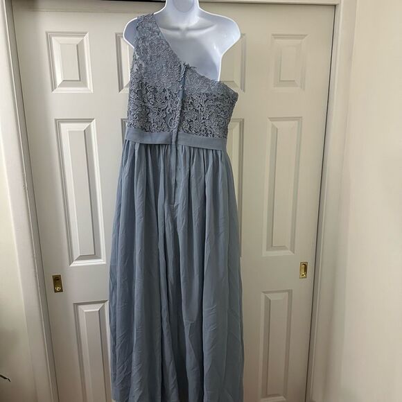 POMUYOO One ShoulderLace Bodice Chiffon Wedding/Formal Gown - Picture 4 of 9